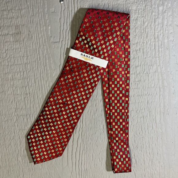 Eagle Red Christmas Present Men's Silk Necktie New 3.5"/58" Holiday Tree NWT - Picture 2 of 10